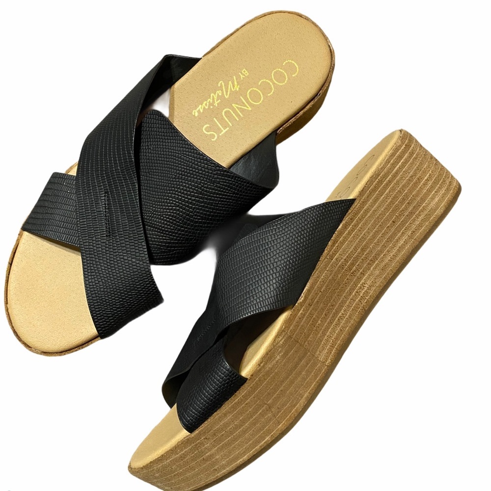 Coconuts by Matisse Black Wedge Slip On Sandal NWOT - Picture 11 of 11